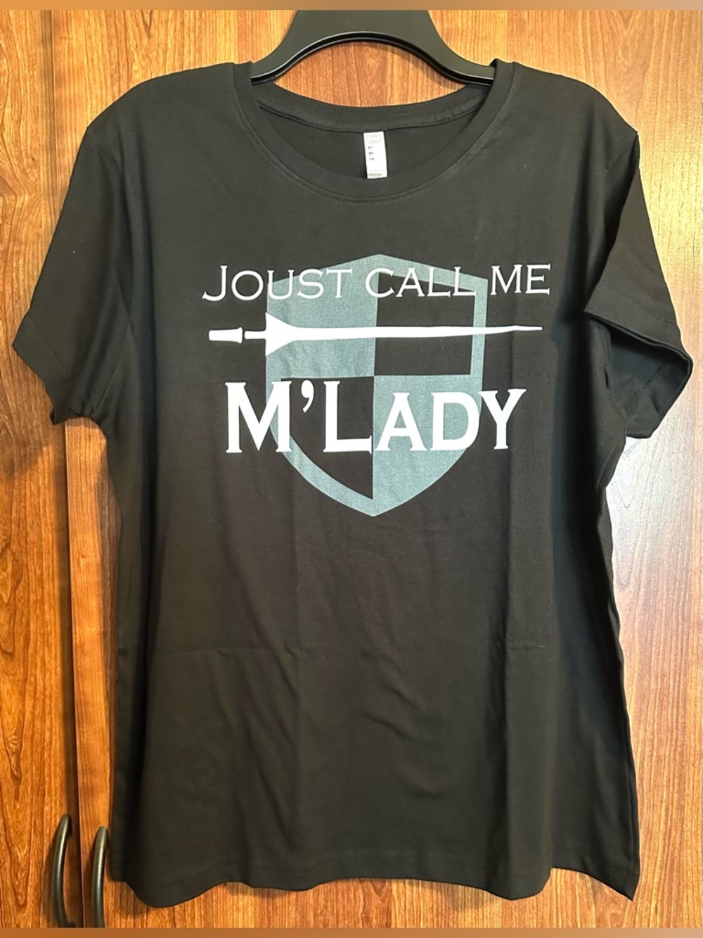 Just Call Me M'Lady Graphic Tee - Black with White & Gray Shield